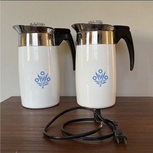 Set of 2 cornflower Corning Ware Percolator